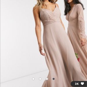 ASOS DESIGN cami maxi dress with ruched bodice and tie waist. Size 4